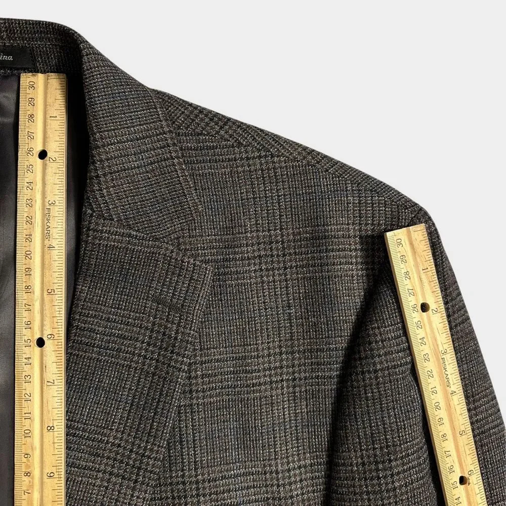 RALPH LAUREN Mens Blazer Sport Coat Two Button Casual Jacket 46L Gray Plaid Wool
